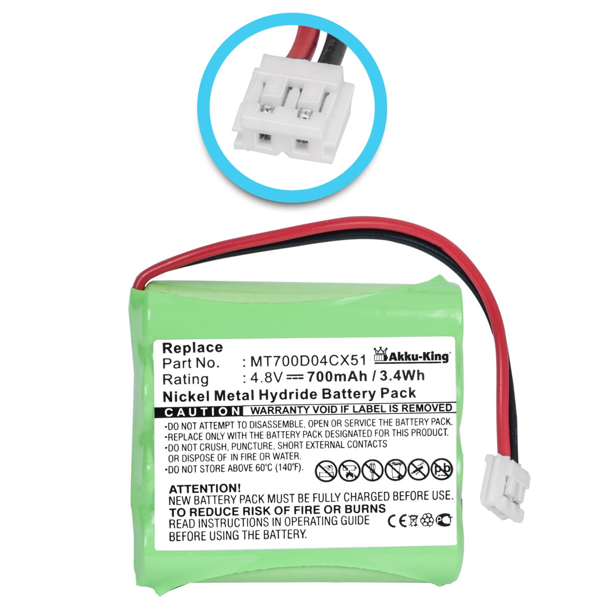 SBC-EB4880 A1507 700mAh 4,8V NiMH Akku für Philips SBC-EB4870 A1507