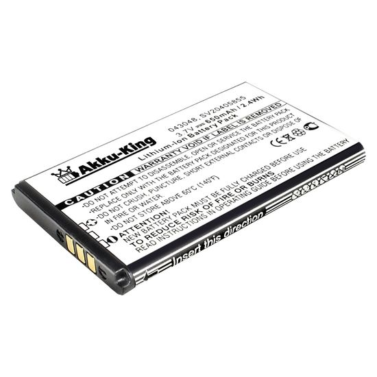 TECHTEK Batteria 650mAh Per Swissvoice EPure E DUO — Sostituisce 043048, SV20405855, 3.7V Li-ion, Nero