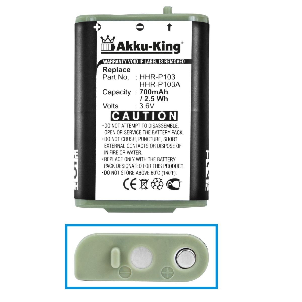 thumbnail image 2 of HQRP Bateria Para Panasonic HHR-P103, HHR-P103A, Tipo 25, P-P103, N4HHGMB00001 2 of 14