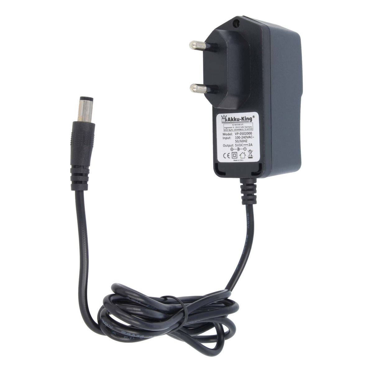 Innen Konsolen, 2,1 Drucker, | Stecker Akku-King der Ladegerät Außen kompatibel | Router, schnelle MINUS 2A -(+ 5,5 Festplatten 10W PLUS Akkuprofi: USB-Hubs, x & Lieferung! | sichere | mm 5V Netzteil mit Universal