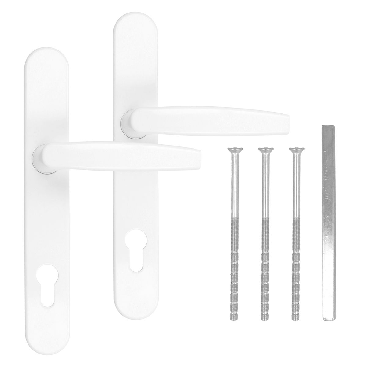 Oval Weiß 2x Griff DHS 92mm Schild 36mm Türgriff Türdrücker Türklinke