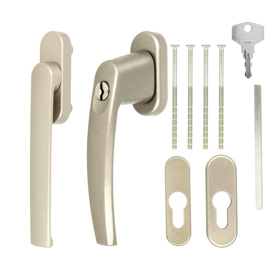 Alu Terrassentürgriff Paar mit Flachgriff für Rollladen - abschließbar