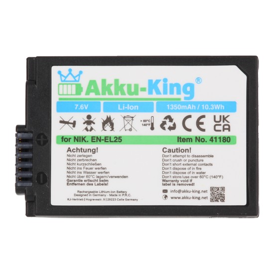 Akku kompatibel mit Nikon EN-EL25 / EN-EL25a - Li-Ion 1280mAh